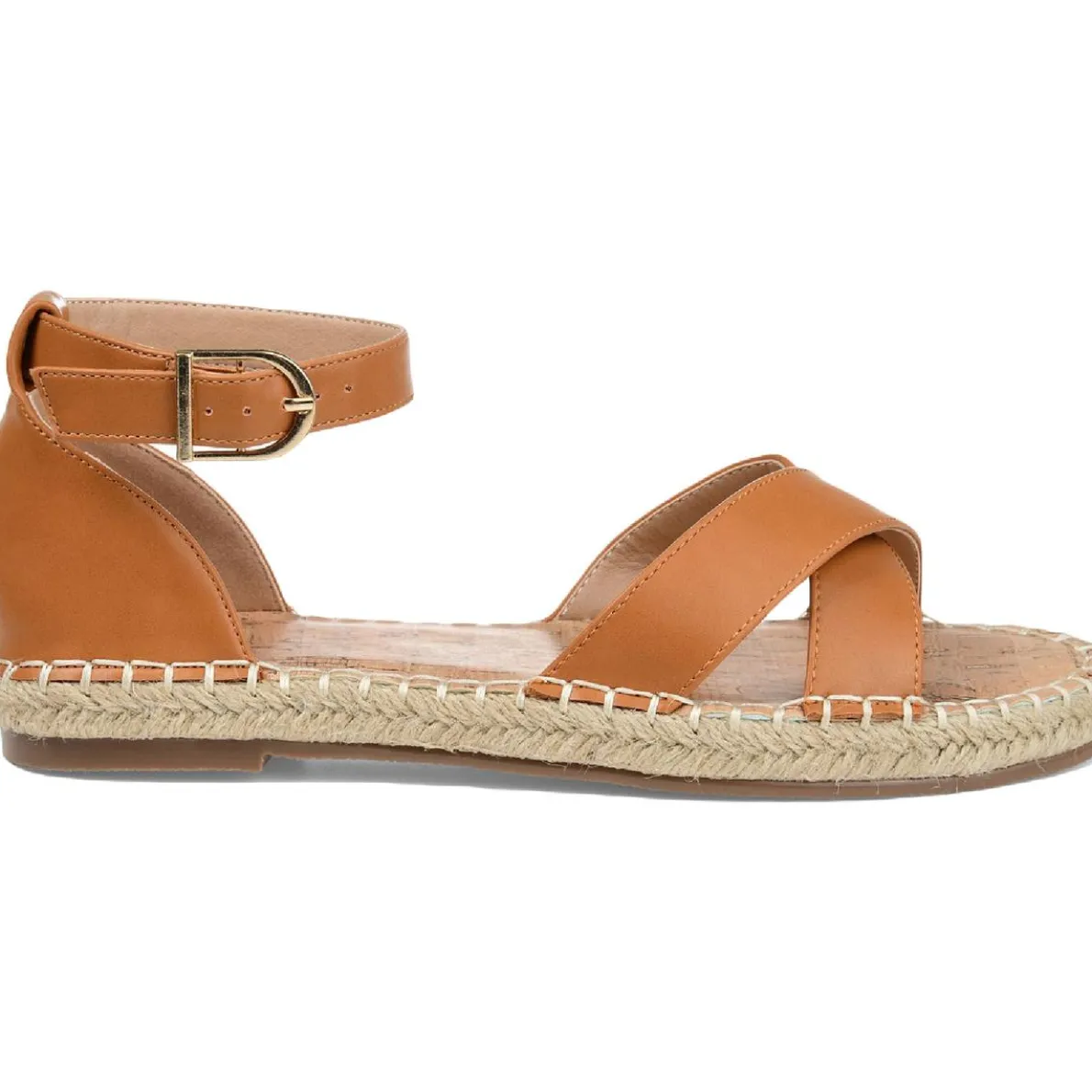 Lyddia Faux Leather Ankle Strap Flat Sandals