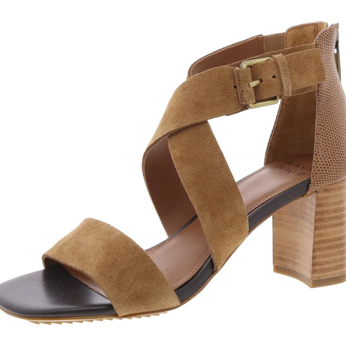 PAULINA Faux Suede Zipper Block Heel