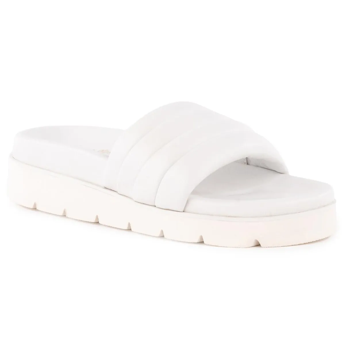 Vibe Check Leather Slip On Platform Sandals