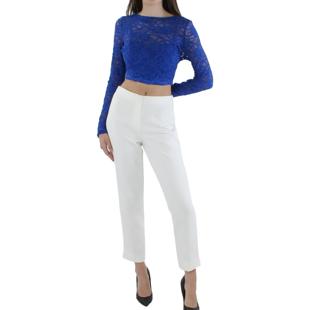 Juniors Lace Glitter Pullover Top