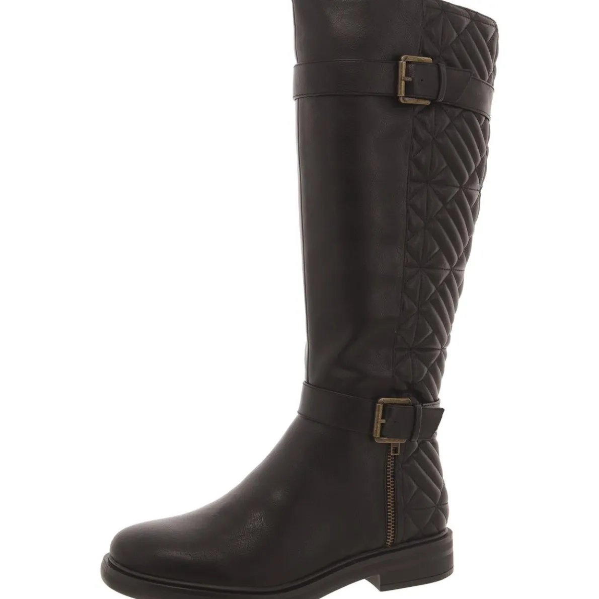 MADILYNN Faux Leather Faux Fur Knee-High Boots