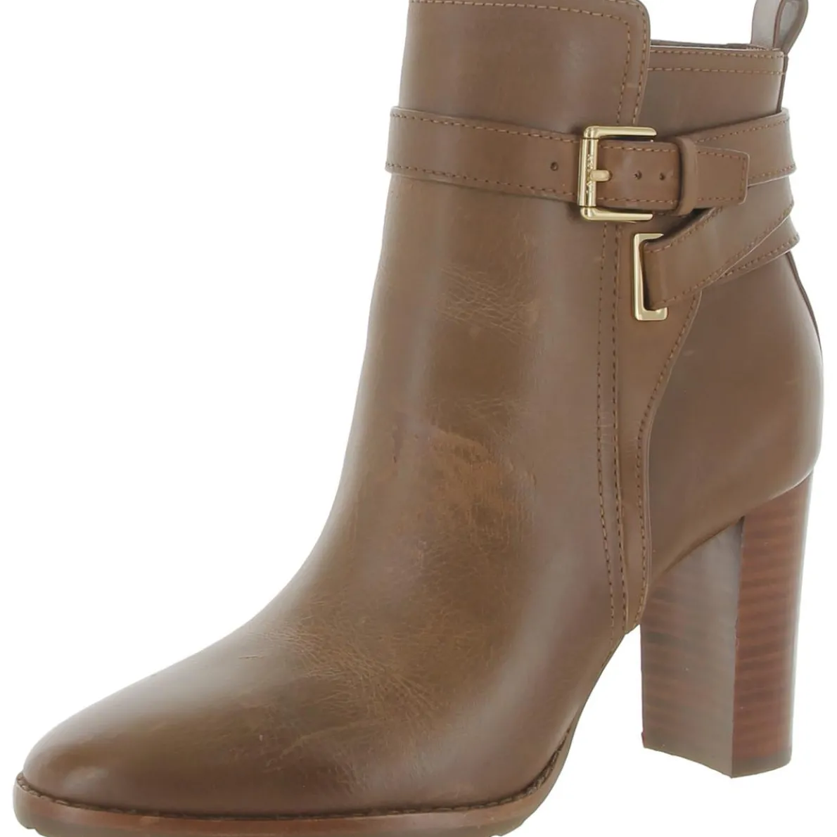 Madisyn Leather Stacked Heel Ankle Boots