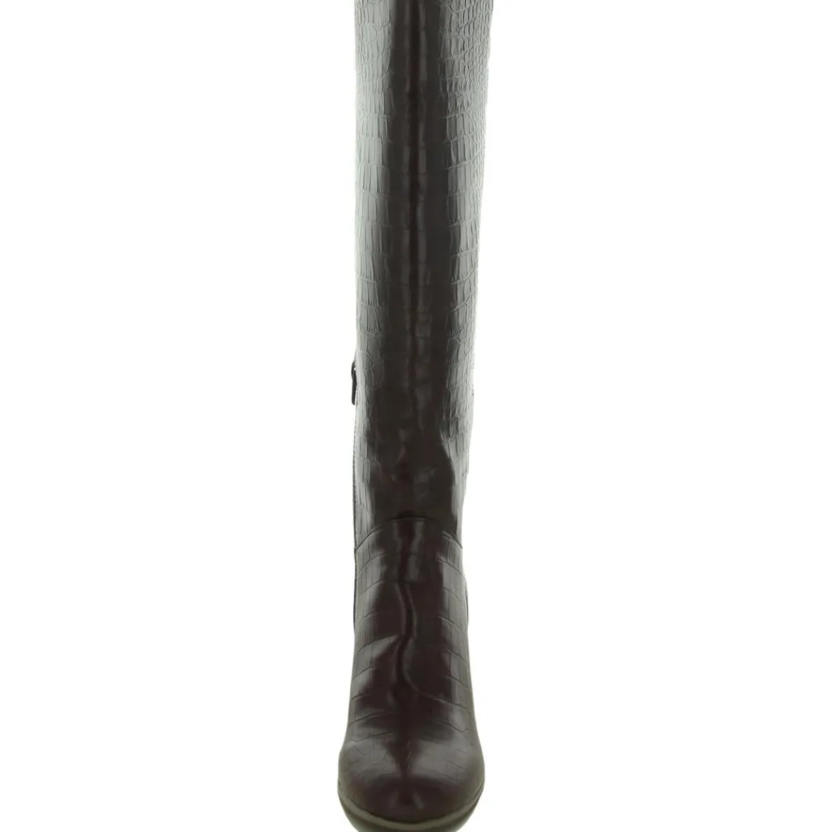 Make An Impact Vegan Croc Stacked Heel Knee-High Boot