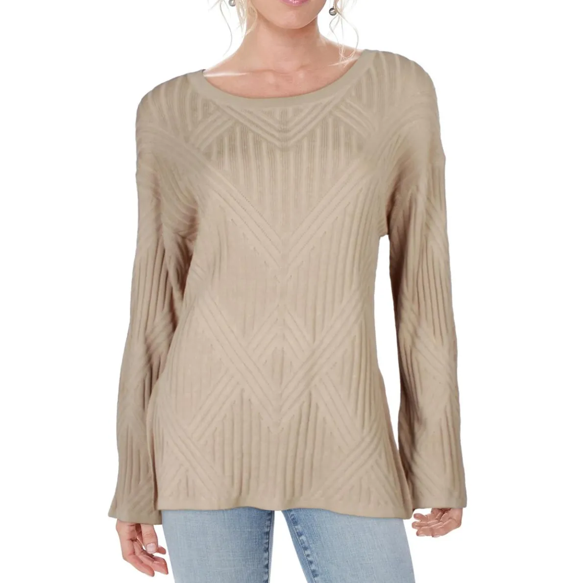 Ribbed Cable Knit Pullover Sweater