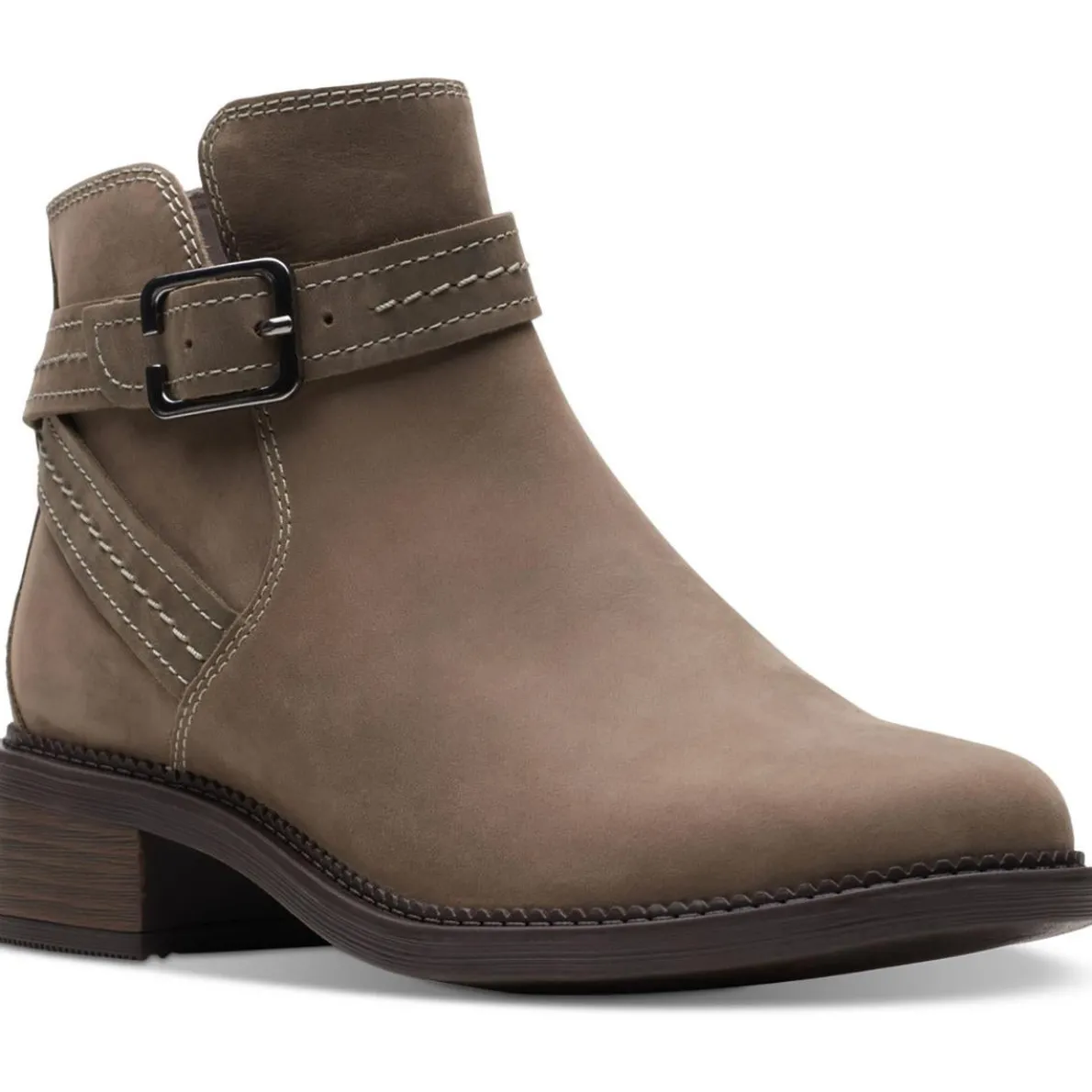 Maye Strap Leather Block Heel Ankle Boots