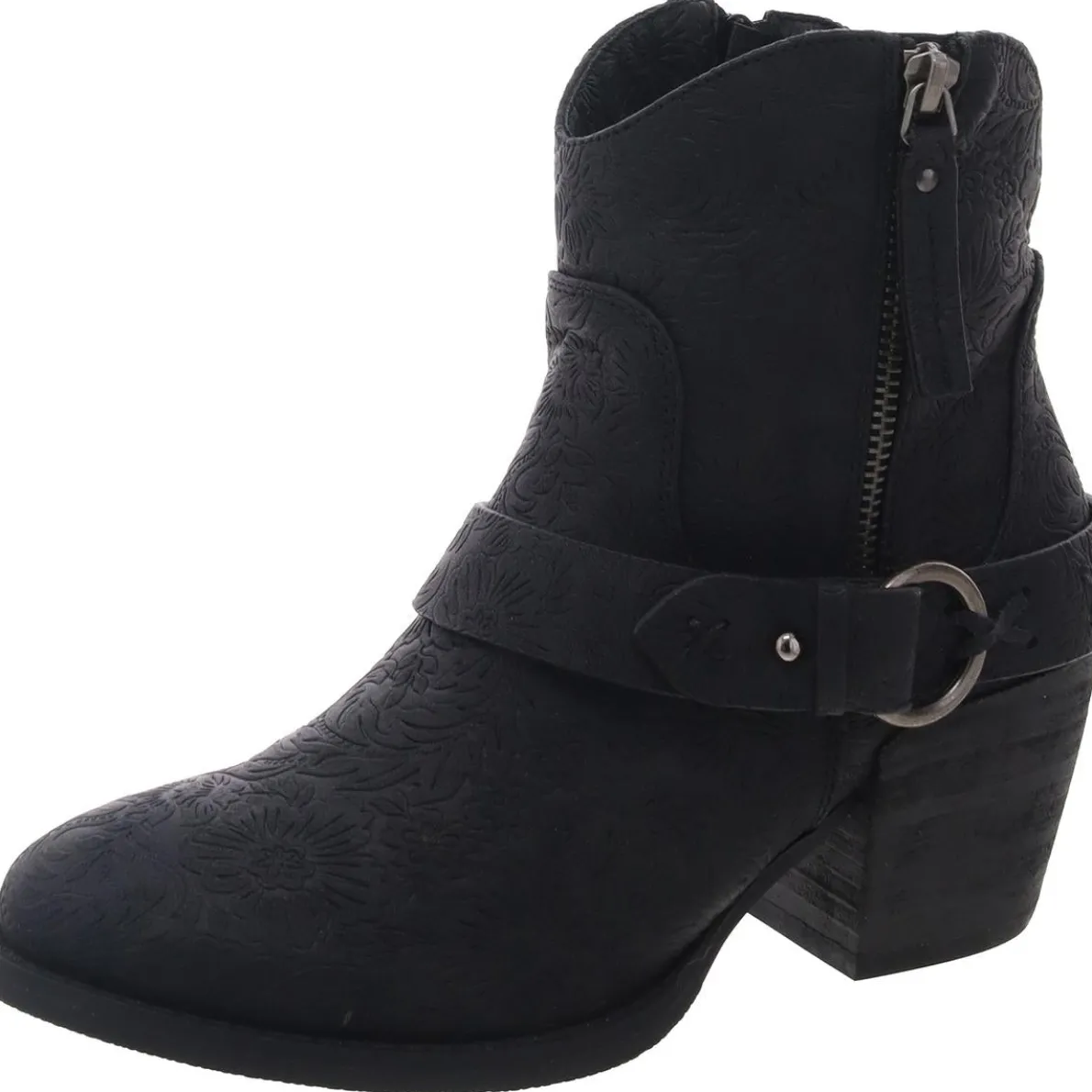 Merlot Low Embossed Faux Leather Cowboy, Western Boots