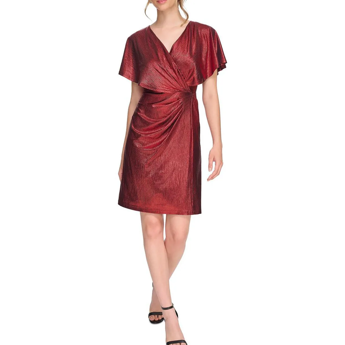 Metallic Wrap Dress