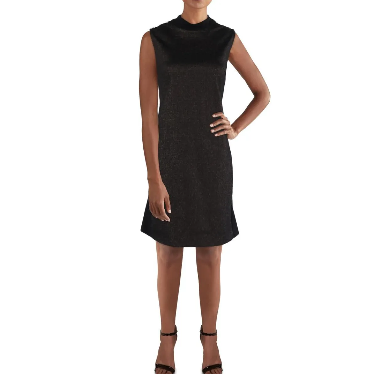 Metallic Above Knee Shift Dress