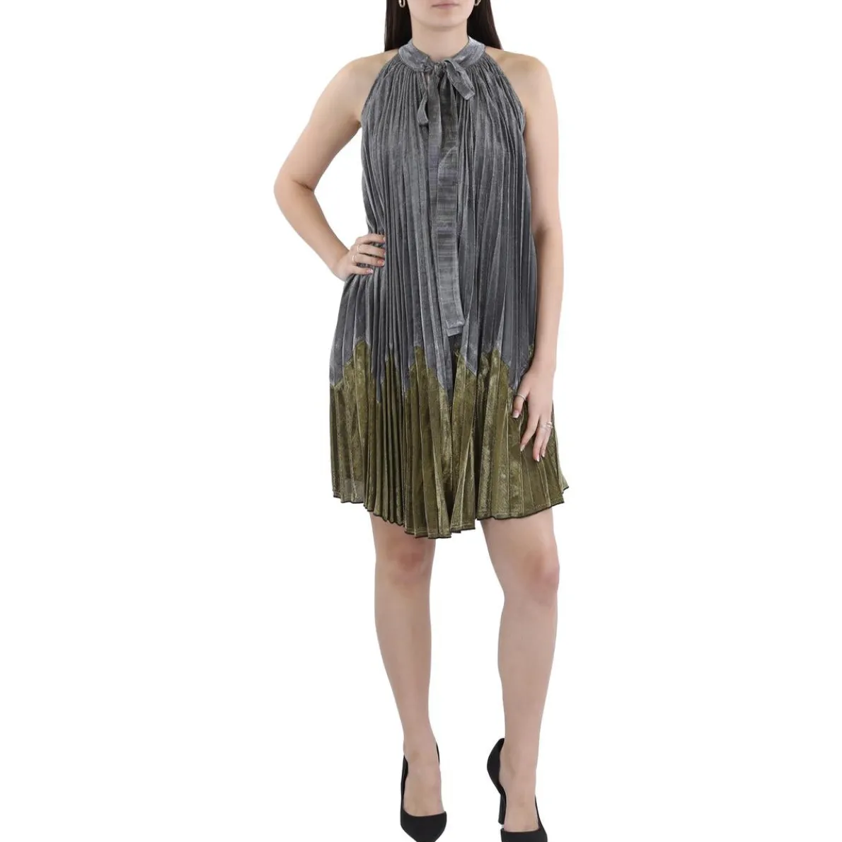 Metallic Neck Tie Cocktail And Party Dress