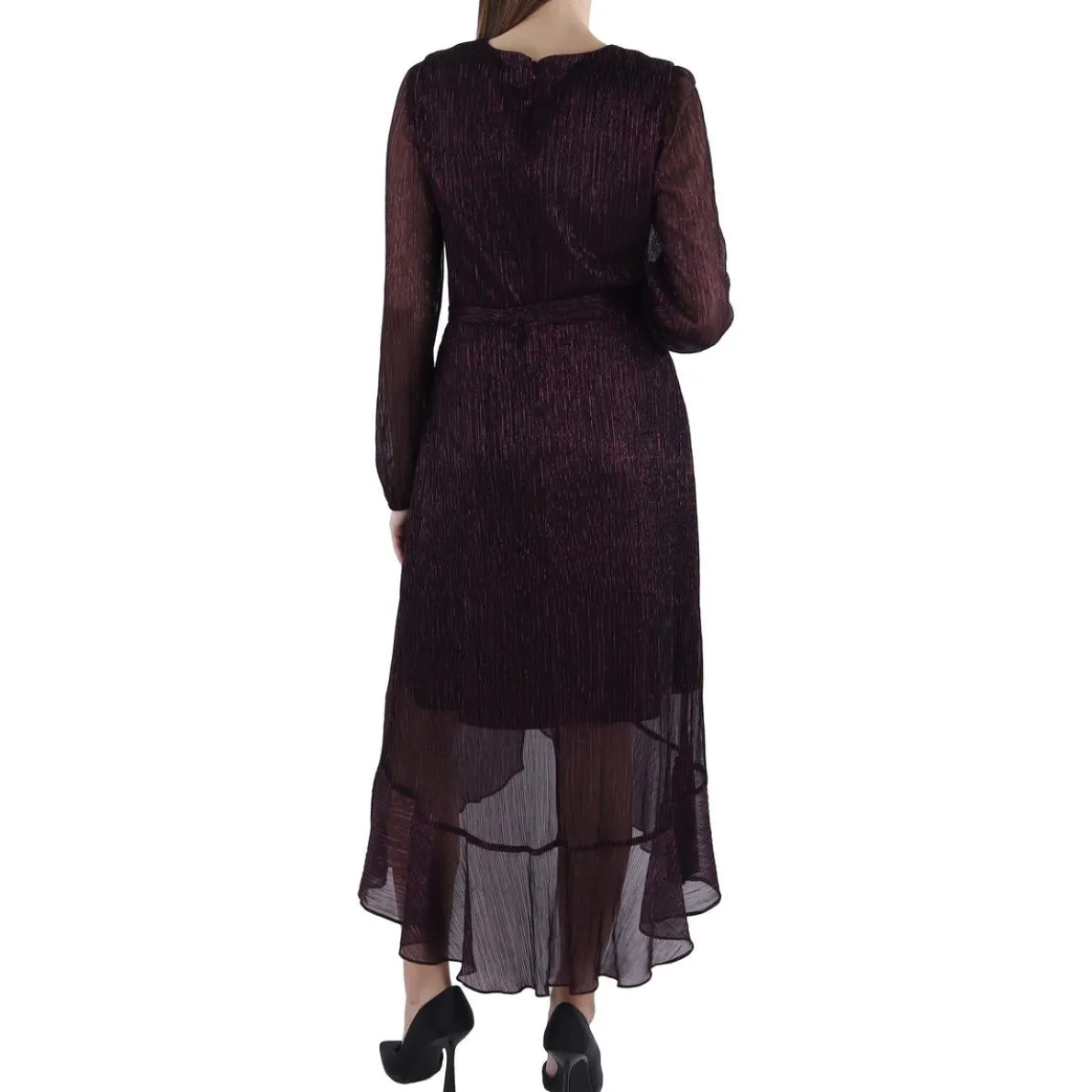 Metallic Surplice Midi Dress