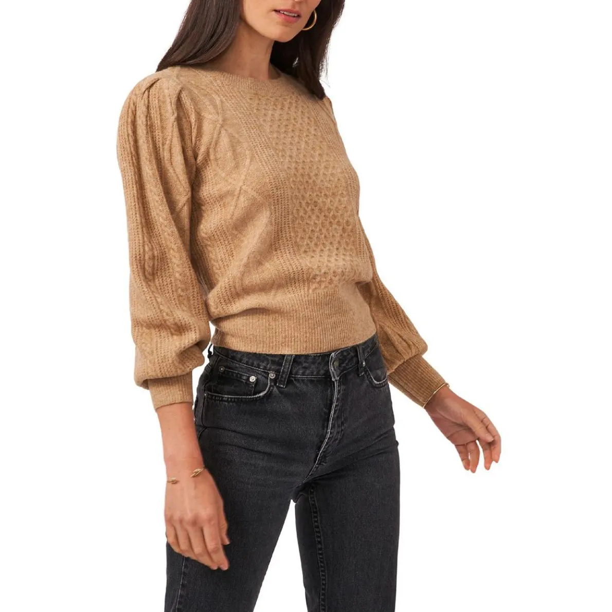 Midnight Garden Cable Knit Crewneck Pullover Sweater