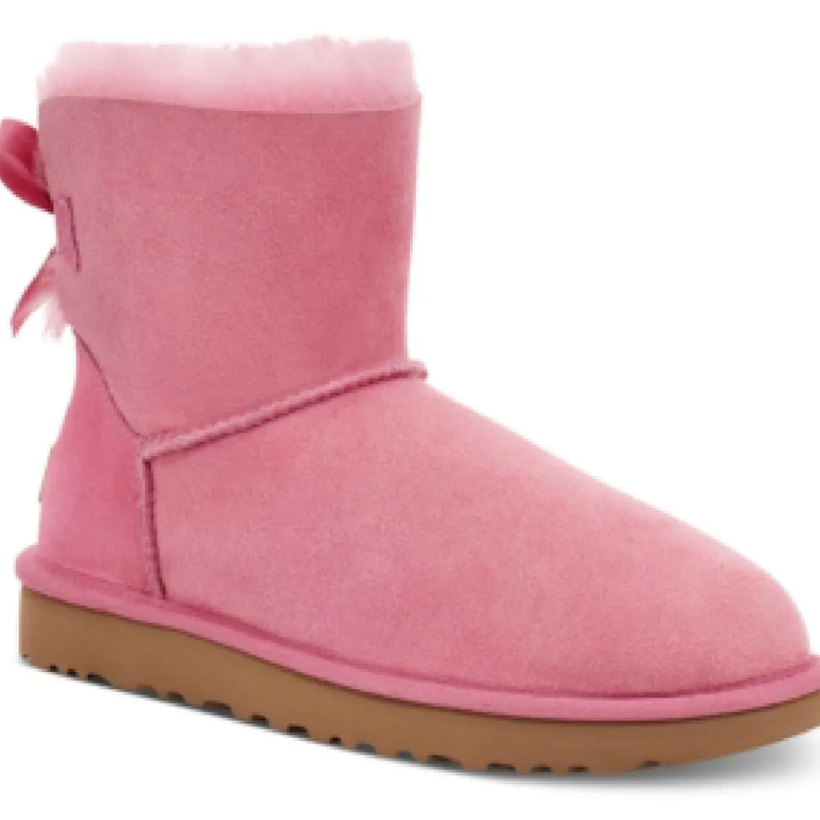 Mini Bailey Bow II Suede Fur Lined Booties with Satin Back Bow