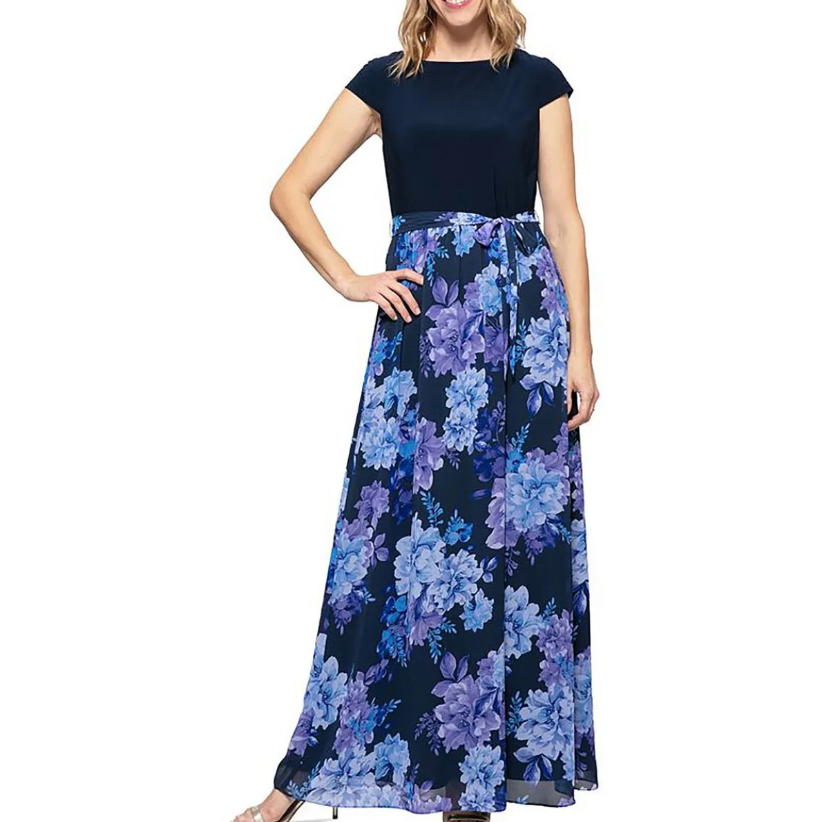 Mixed Media Floral Maxi Dress