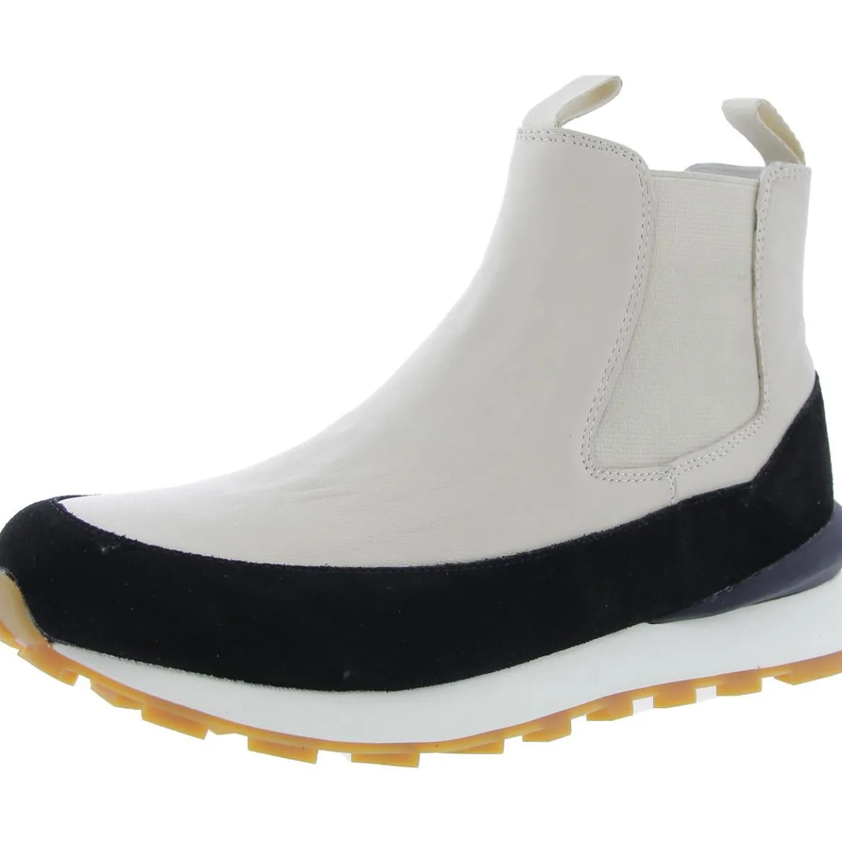 Mixed Media Leather Ankle Boots