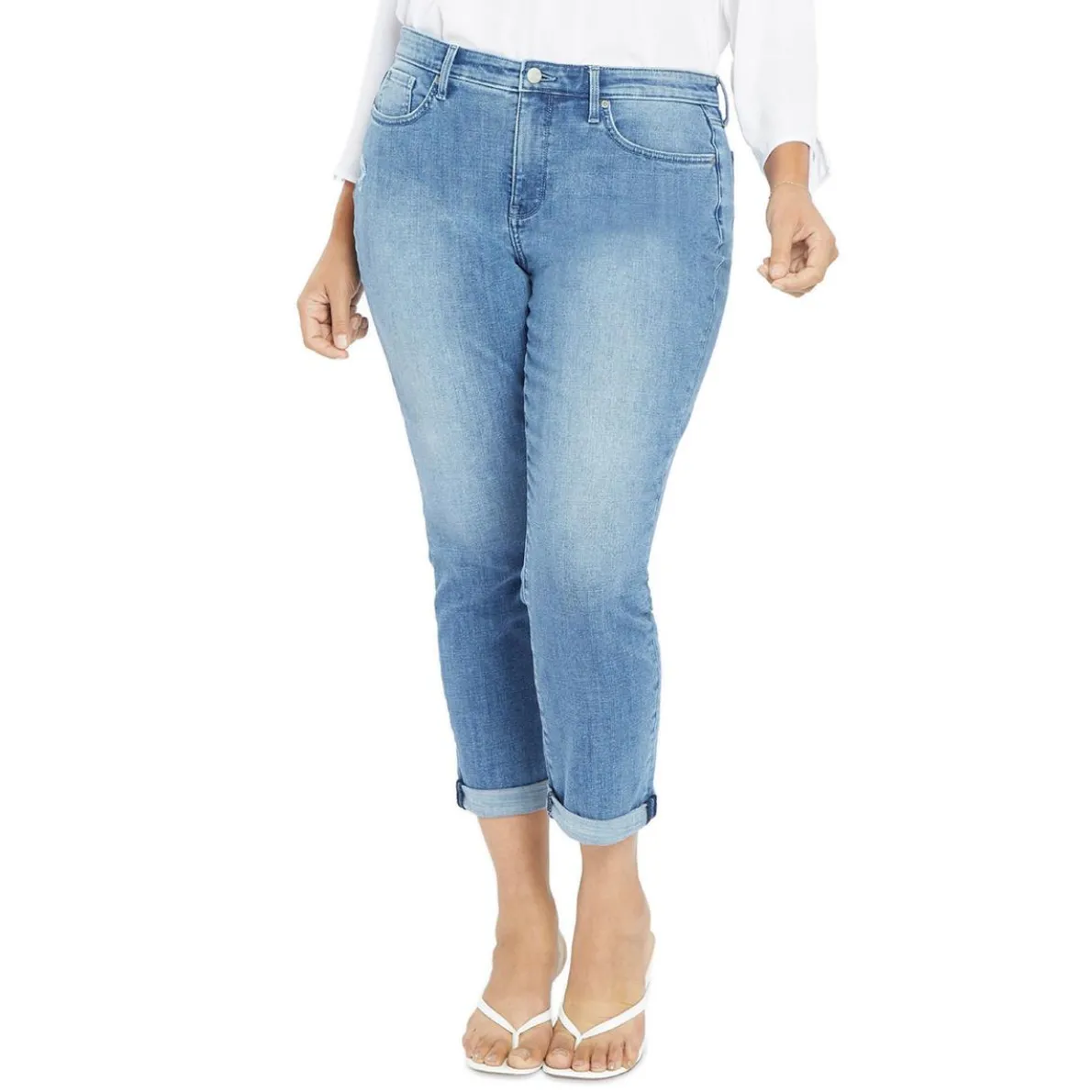 Plus Margot Girlfriend Cuffed Distressed High-Waist Jeans
