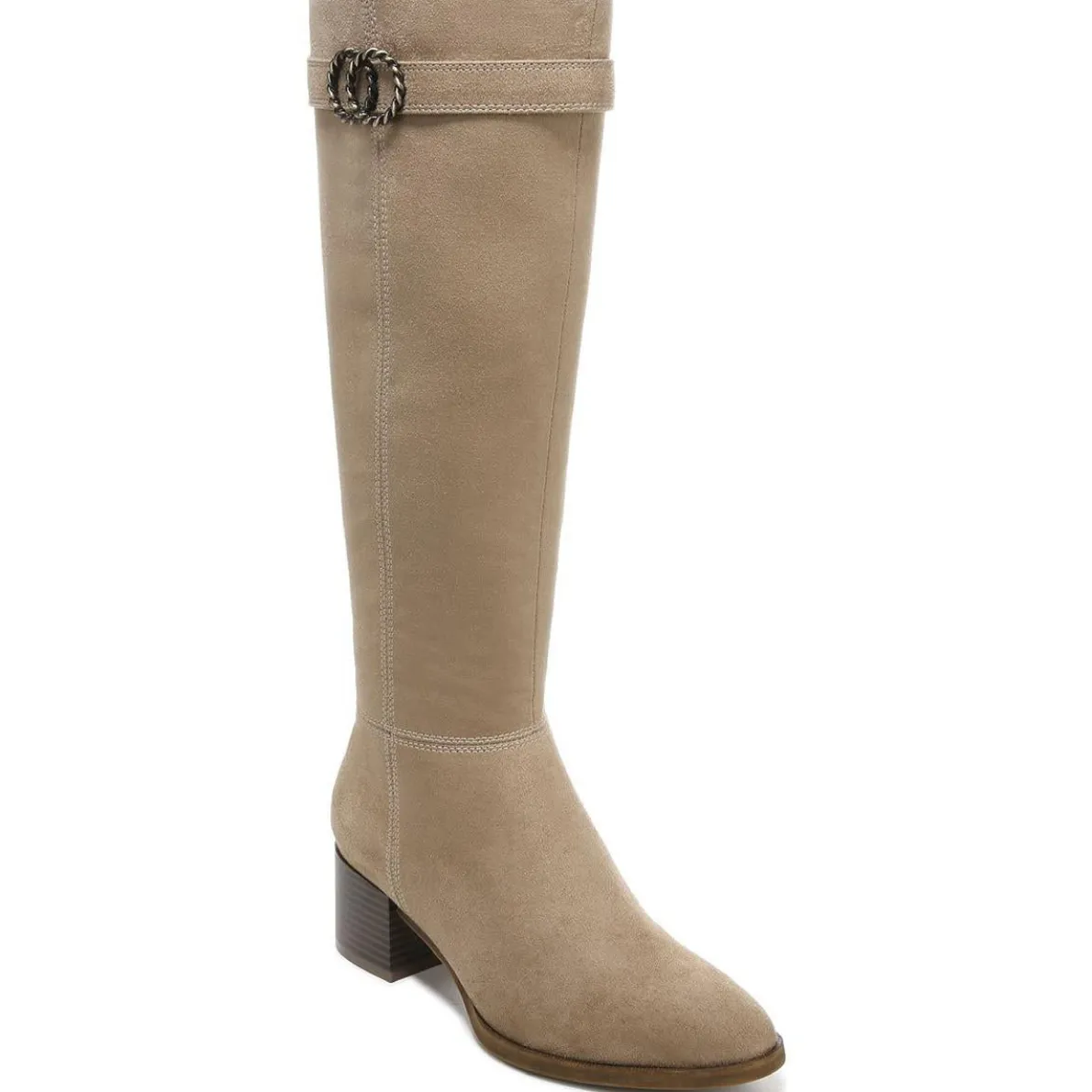 Daring Faux Suede Stacked Heel Knee-High Boots