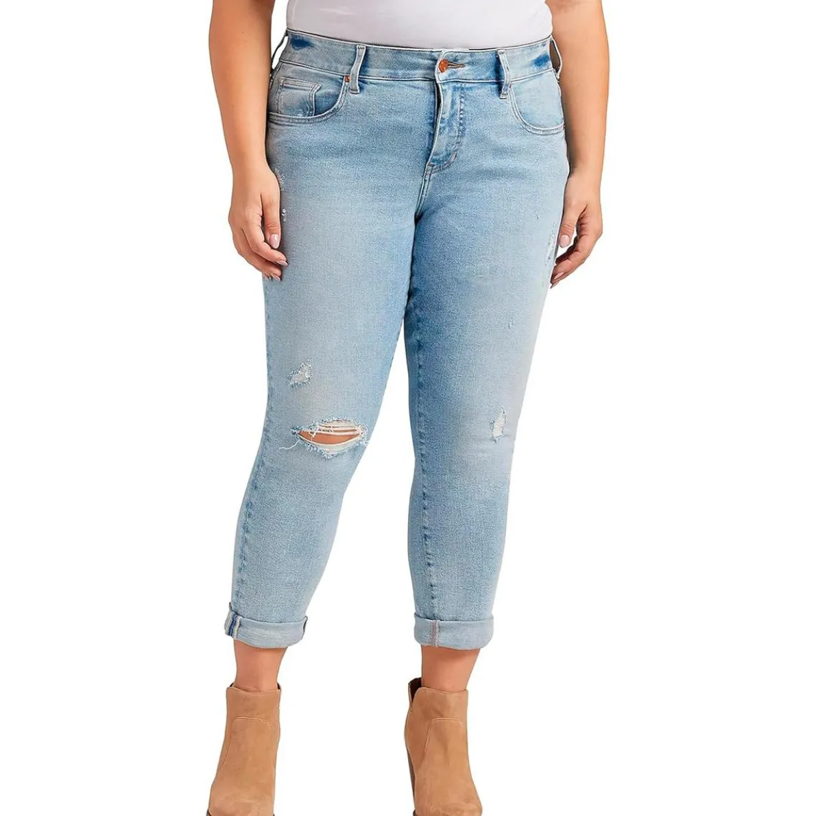 Plus Carter Mid-Rise Distressed Ankle Jeans
