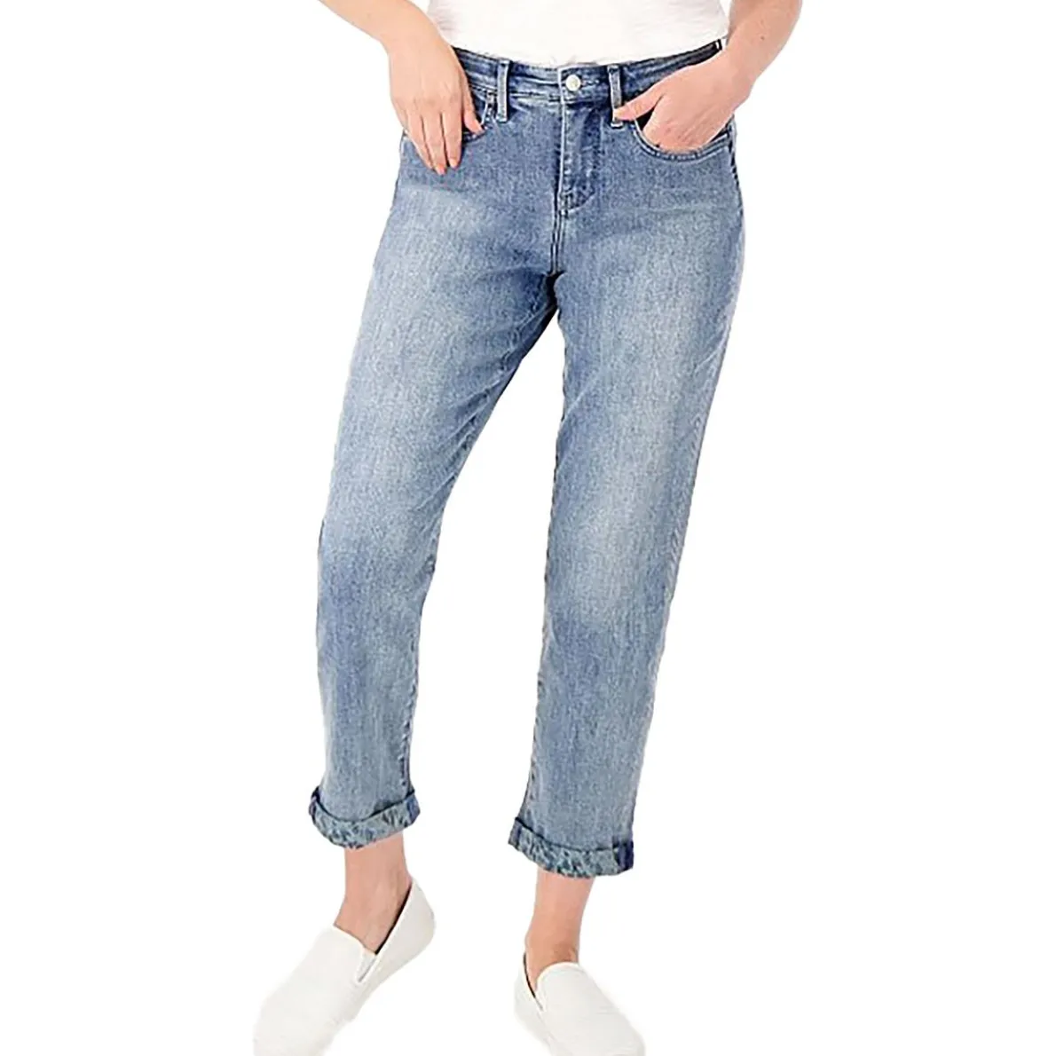 Margot Girlfriend Slimming Printed Cuff Skinny Jeans