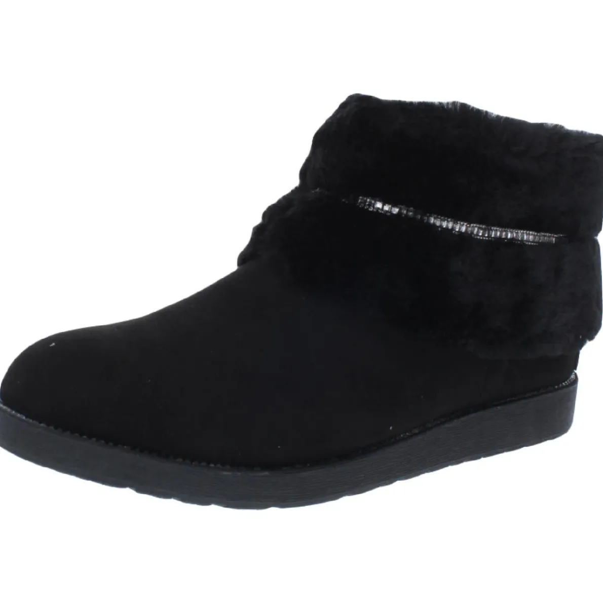 Nayeli Suede Faux Fur Trim Embellished Ankle Boots
