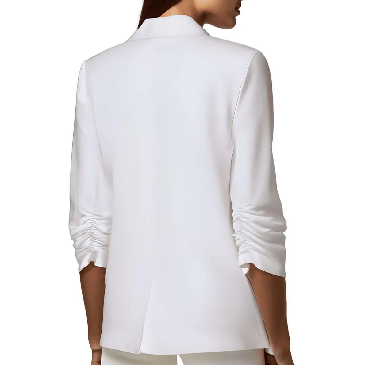 Petites Ruched Linen One-Button Blazer