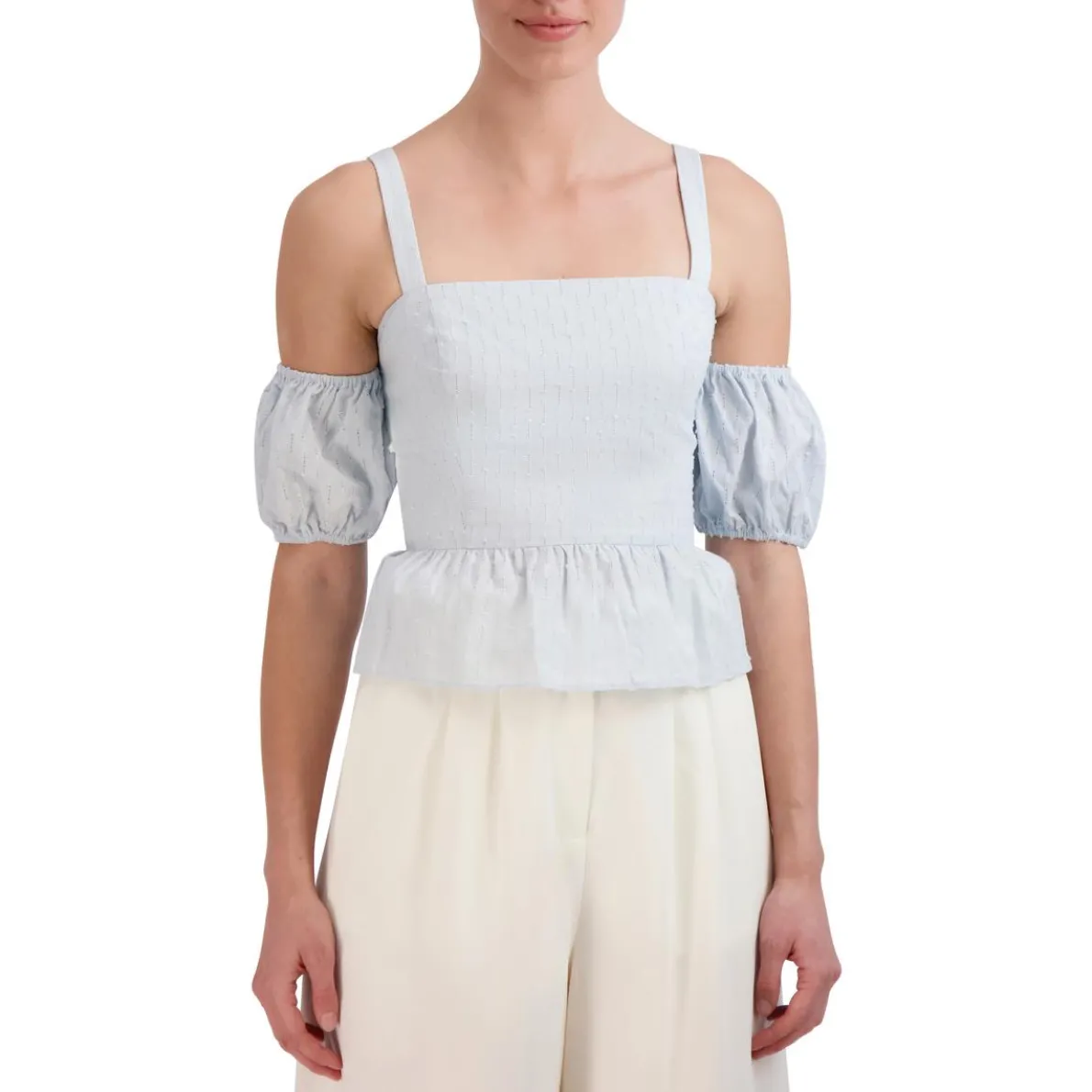 Cotton Off The Shoulder Peplum Top