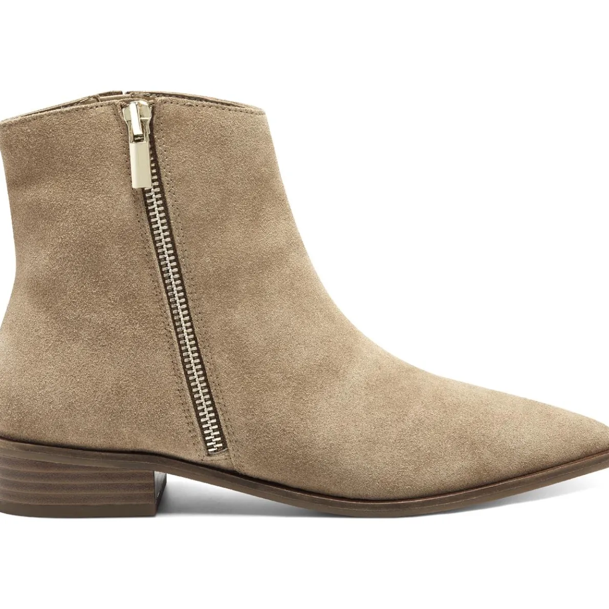 Cadyna Suede Pointed Toe Stacked Heel Ankle Bootie