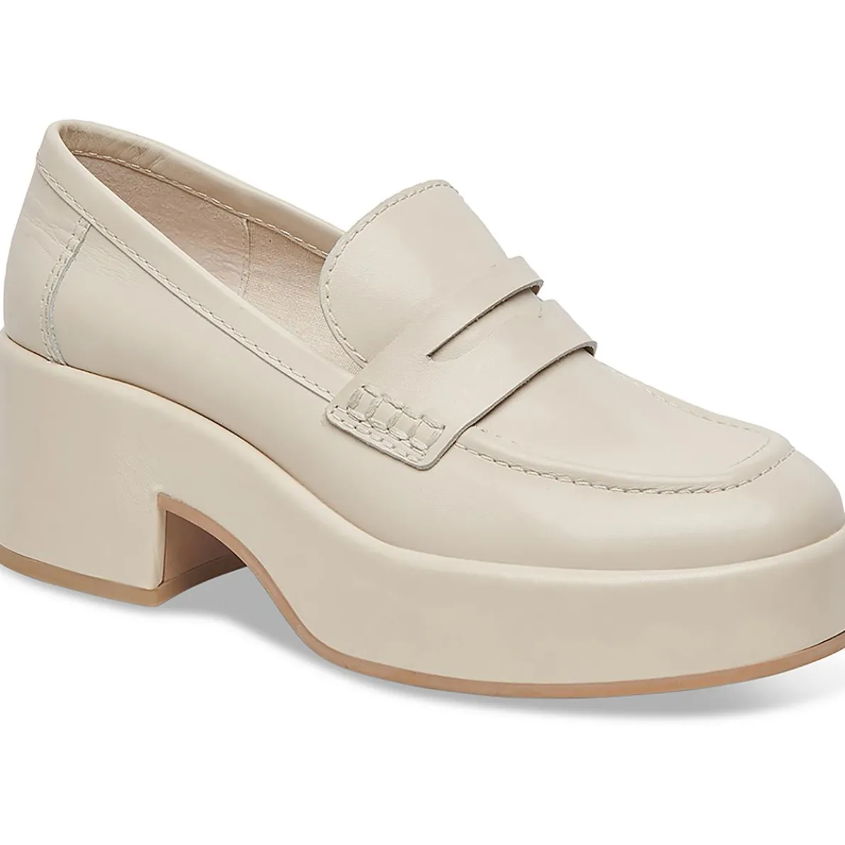 Yanni Leather Slip On Loafer Heels
