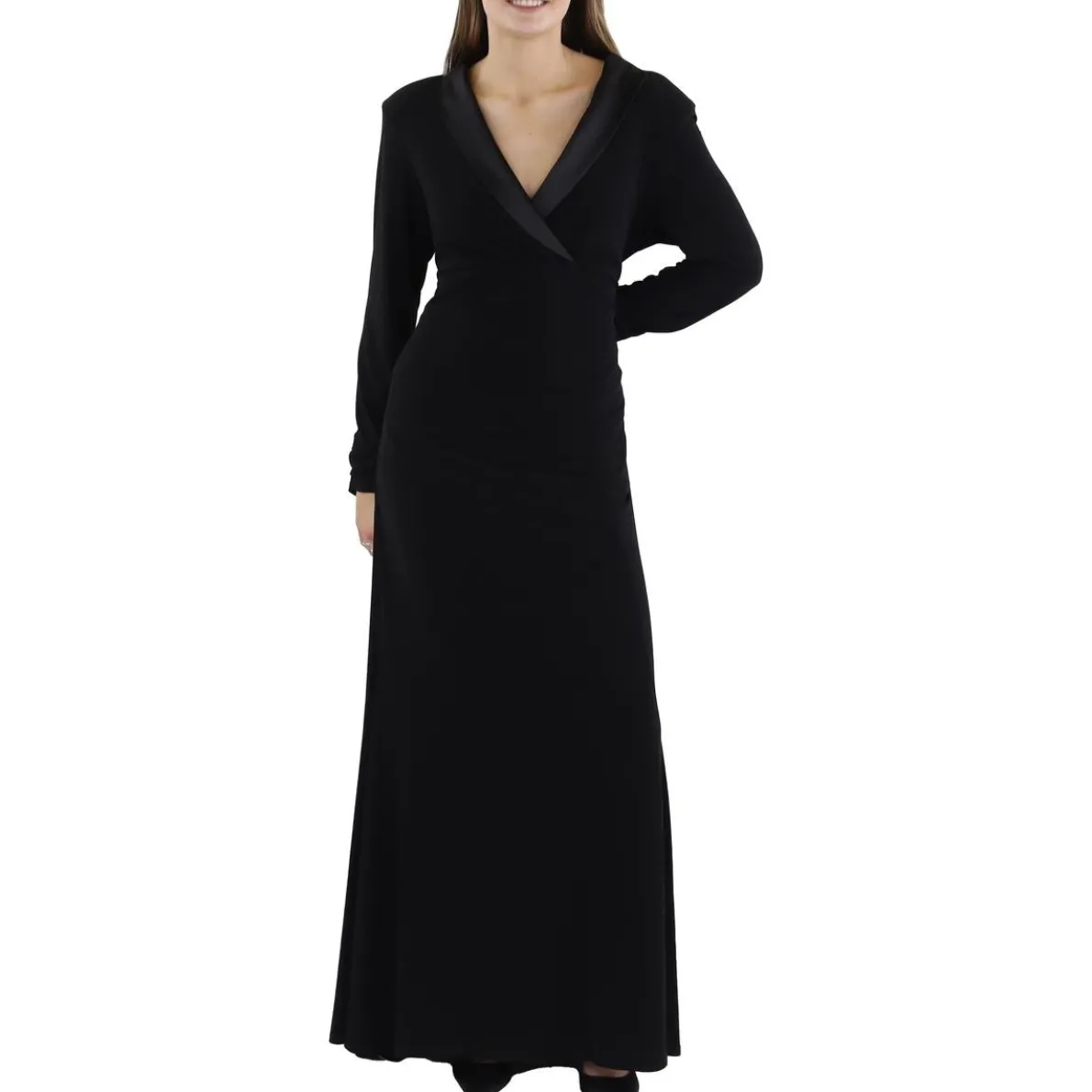 Shoulder Pads Matte Jersey Evening Dress
