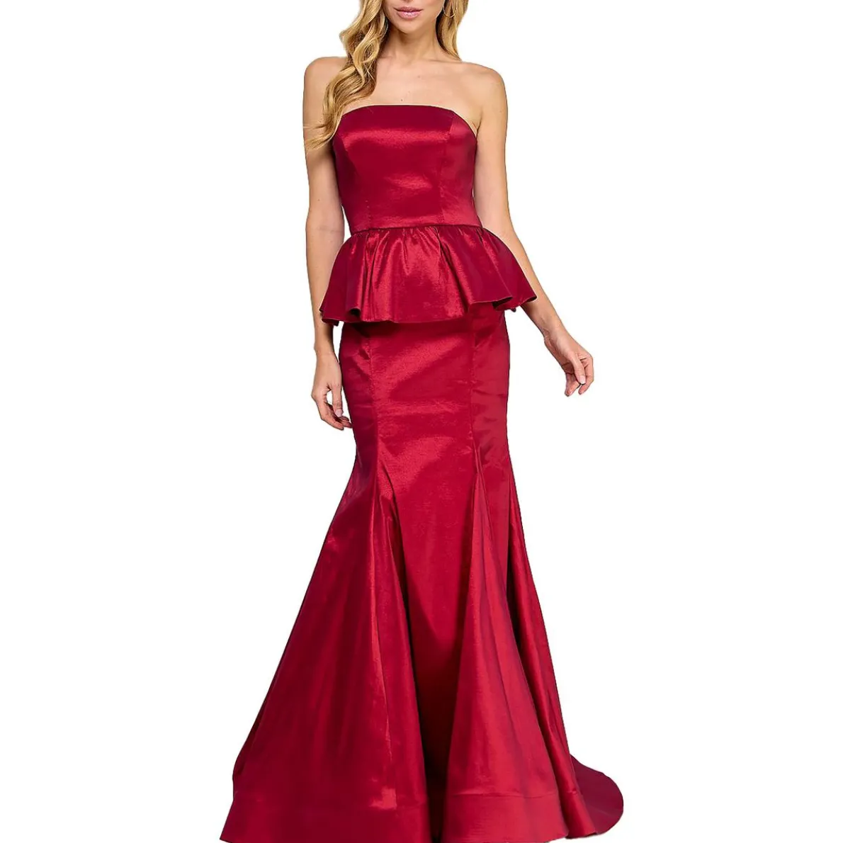 Juniors Satin Strapless Evening Dress
