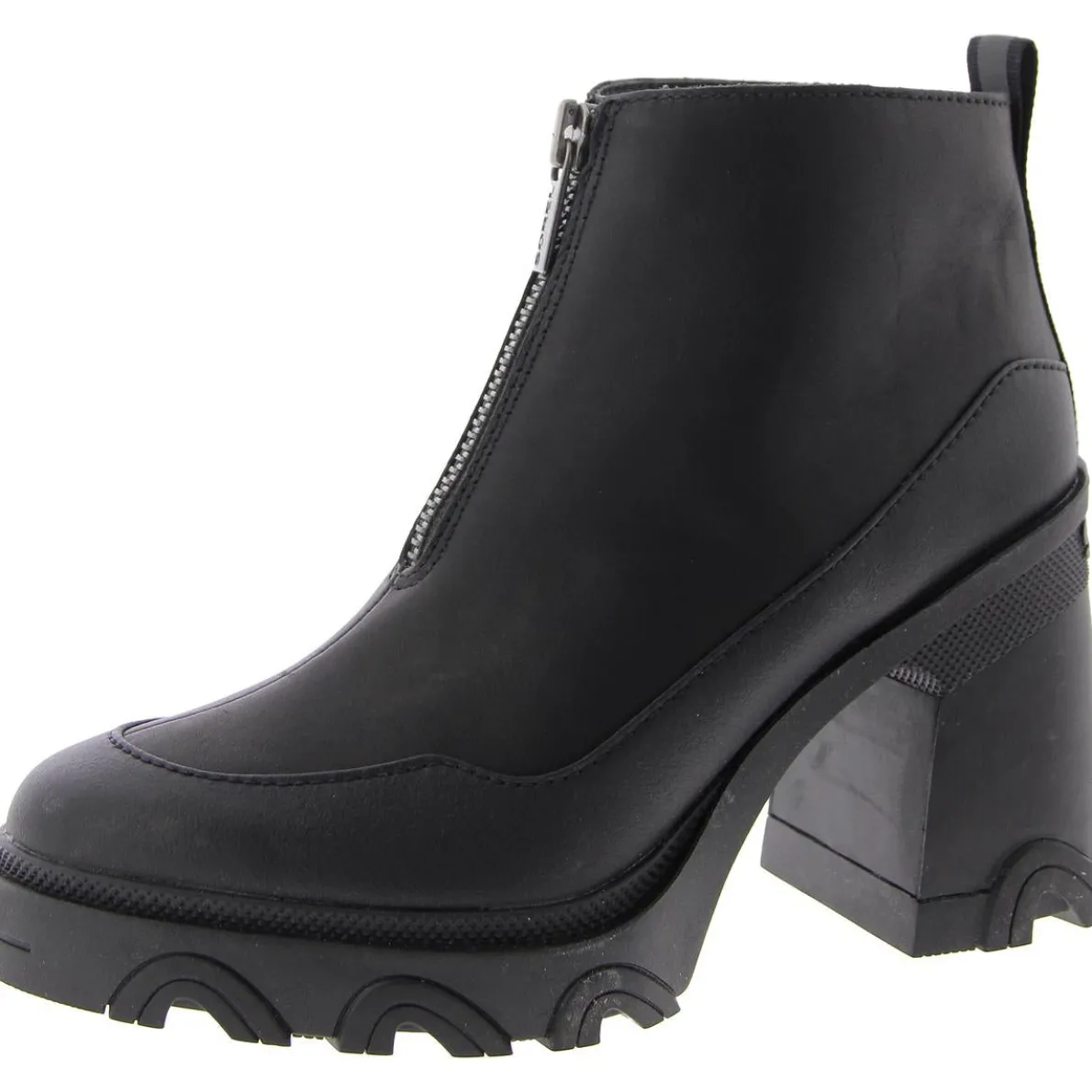 Brex Heel Zip Zipper Round Toe Ankle Boots