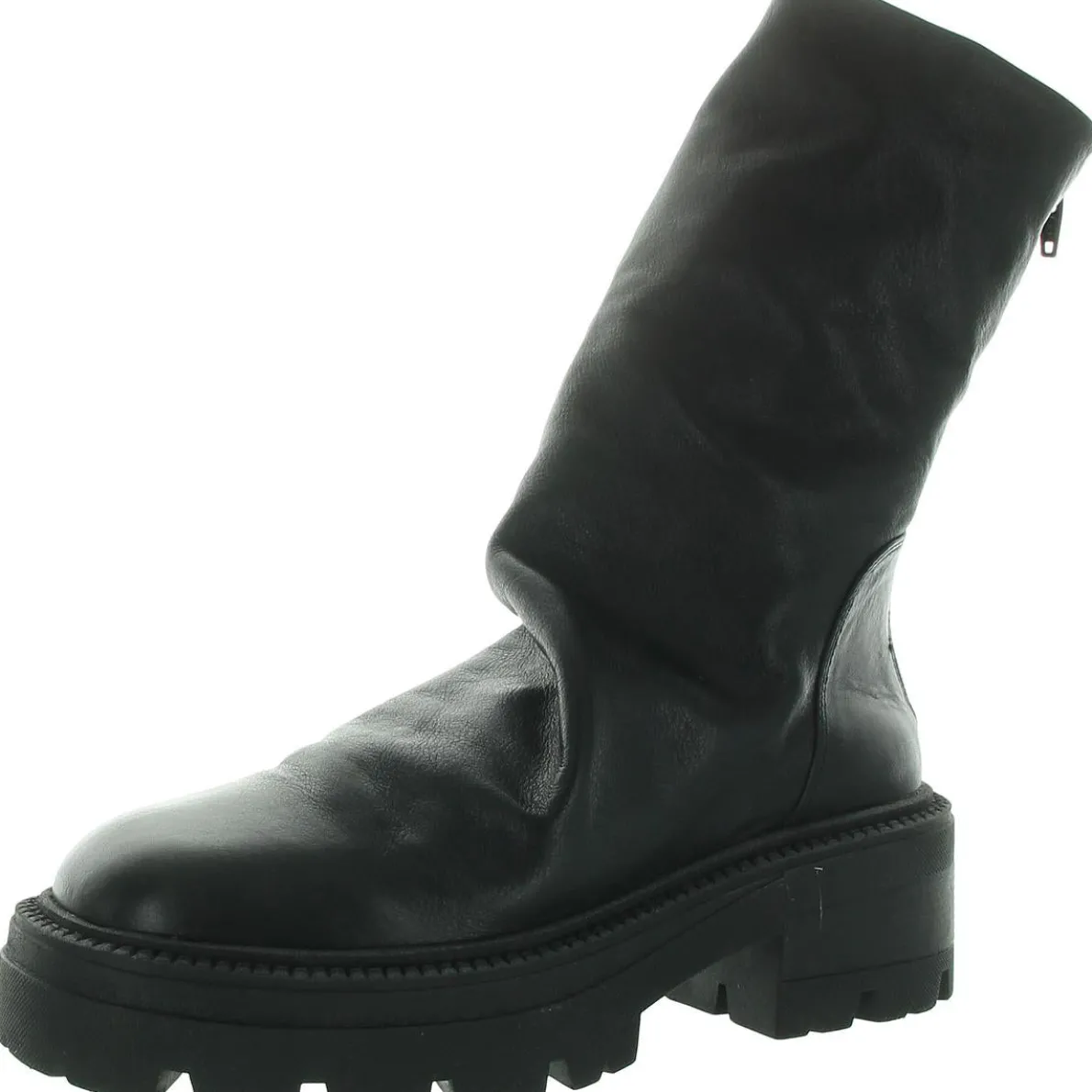 Zipper Leather Mid-Calf Boots