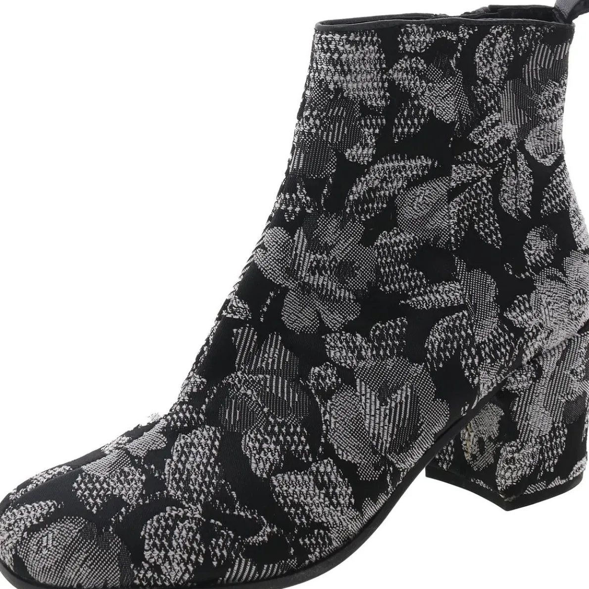 Zipper Jacquard Ankle Boots