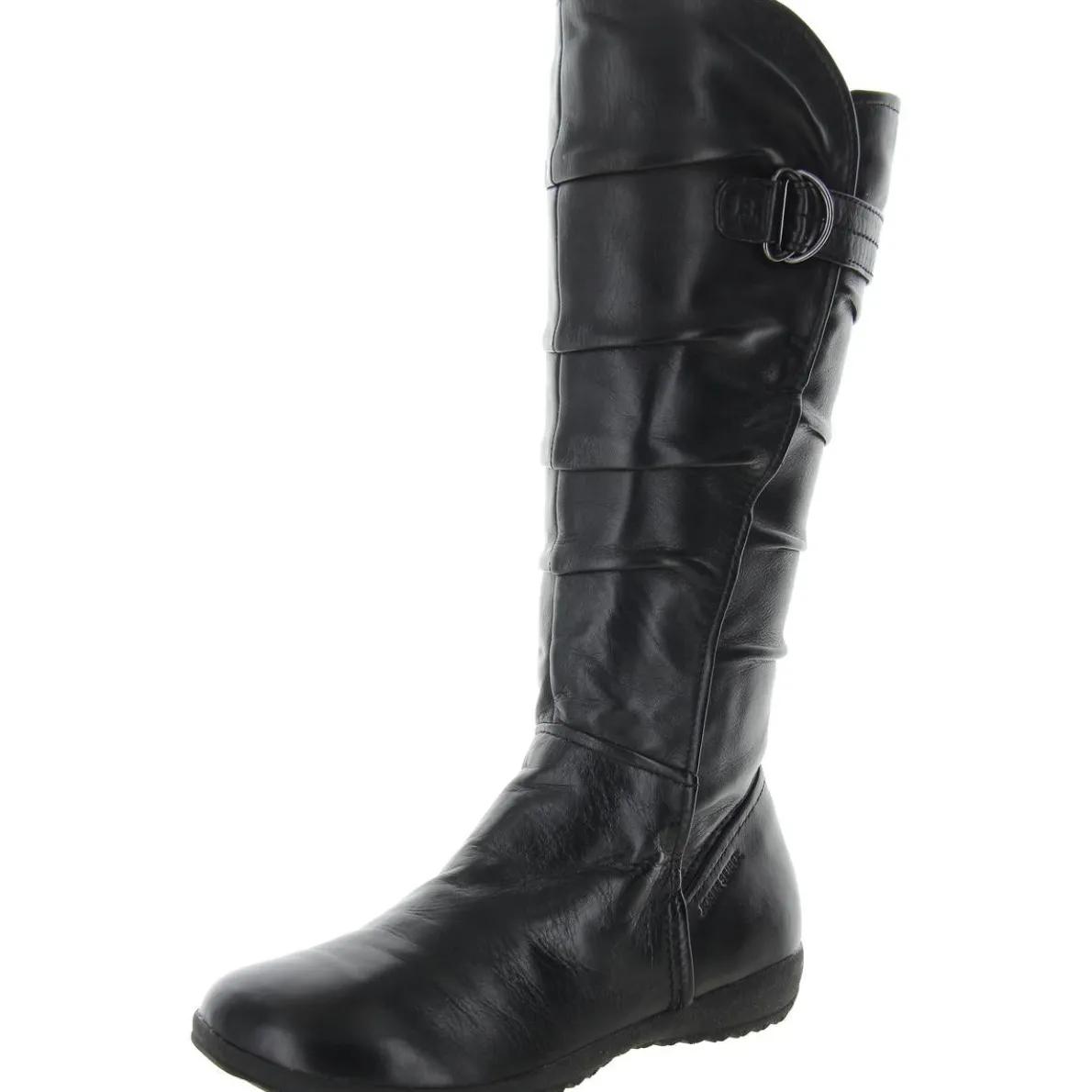 Ruched Leather Knee-High Boots