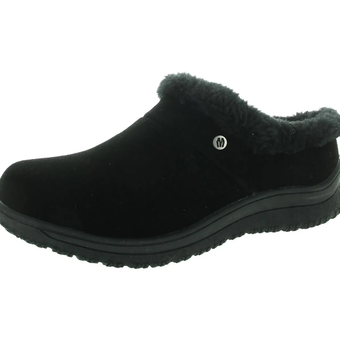 Faux Fur Lined Suede Loafer Slippers