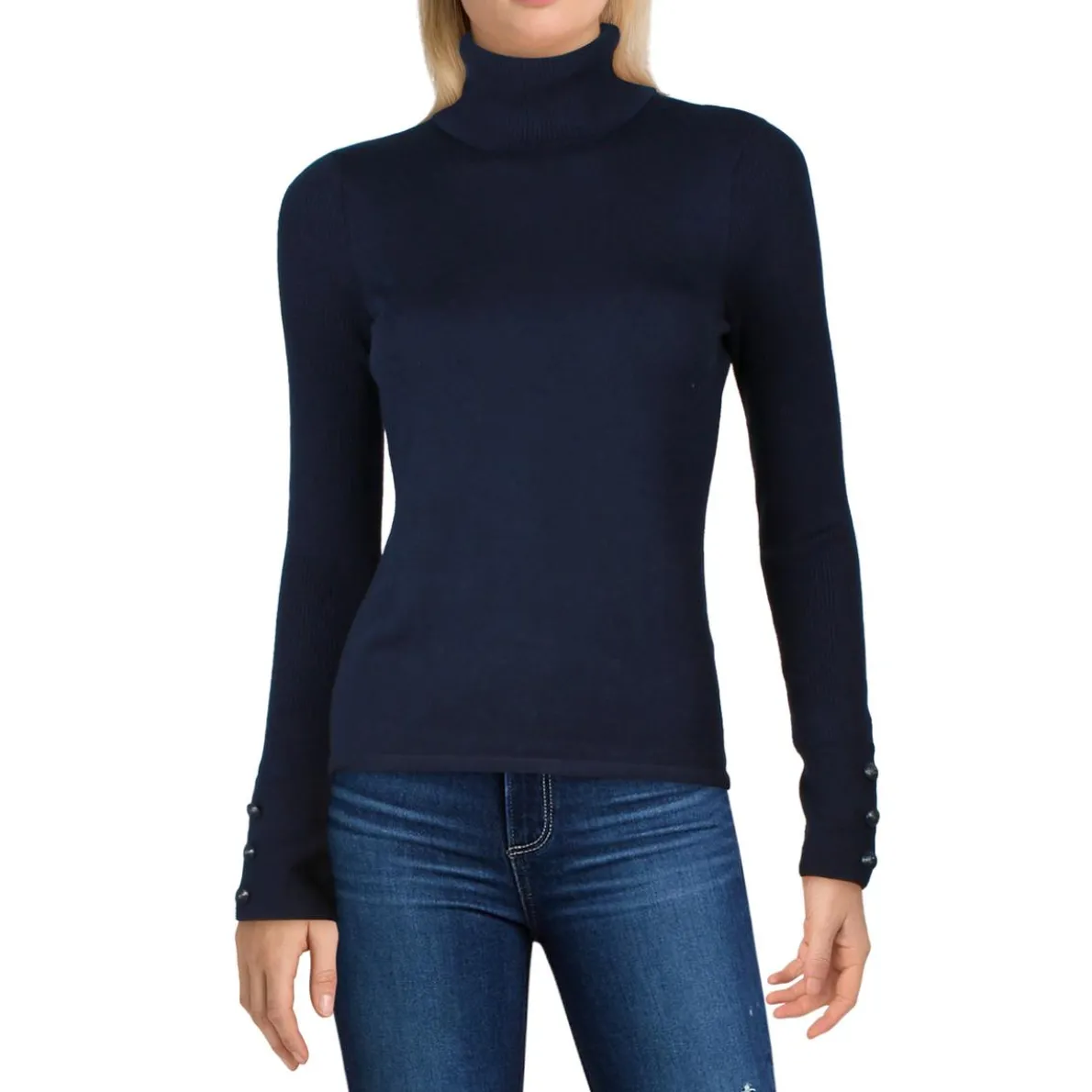Turtleneck Ribbed Trim Pullover Sweater