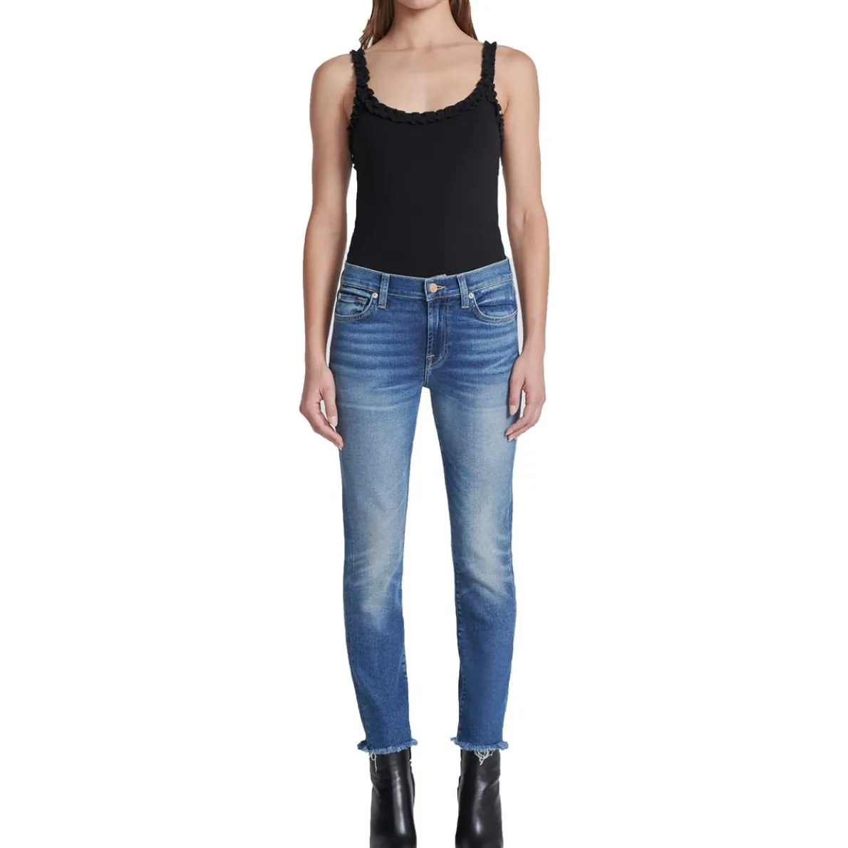 Roxanne Ankle Raw Hem Denim Cigarette Jeans