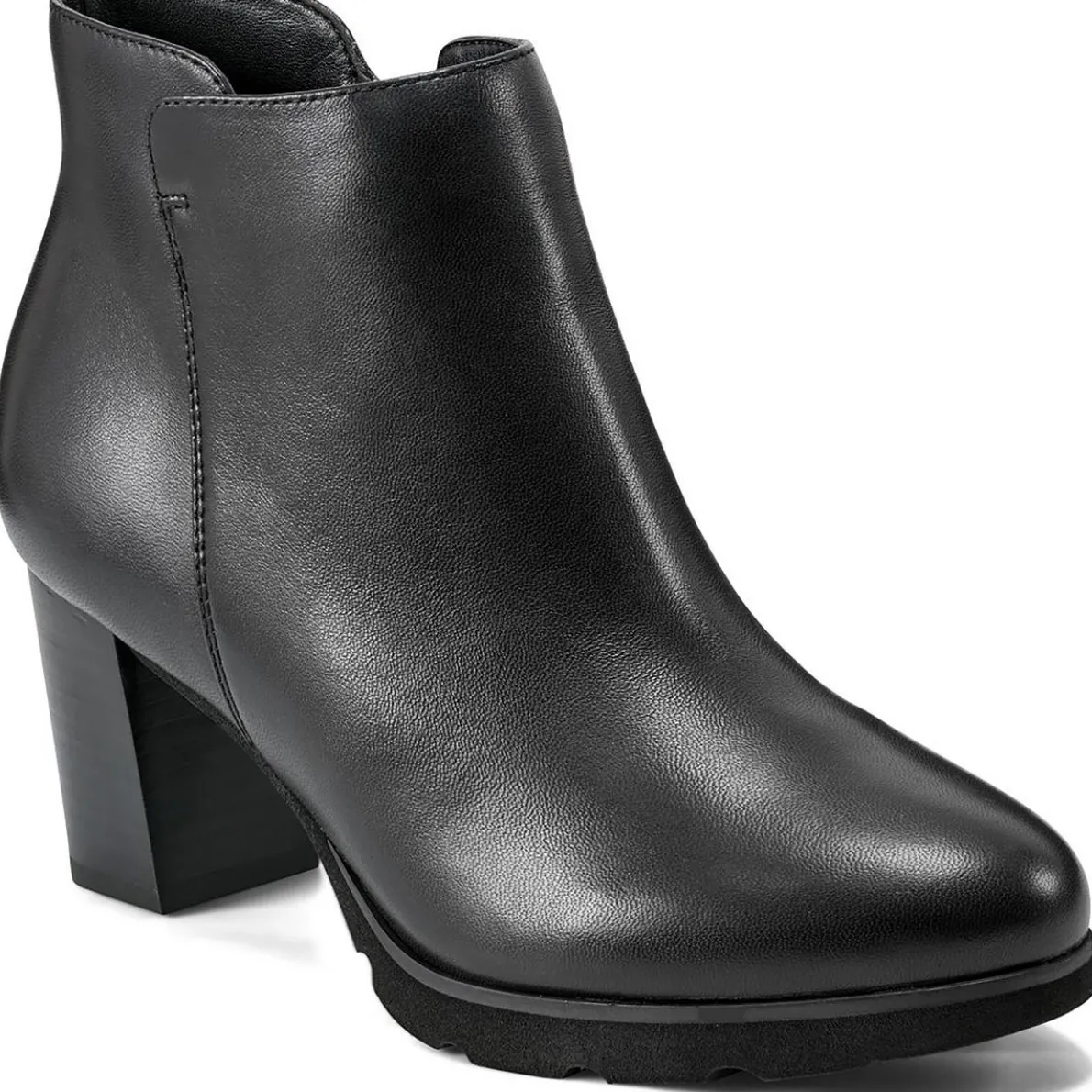 Olive Block Heel Leather Ankle Boots