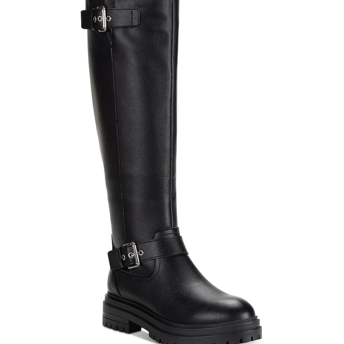 Omegaap Moto Faux Leather Knee-High Boots