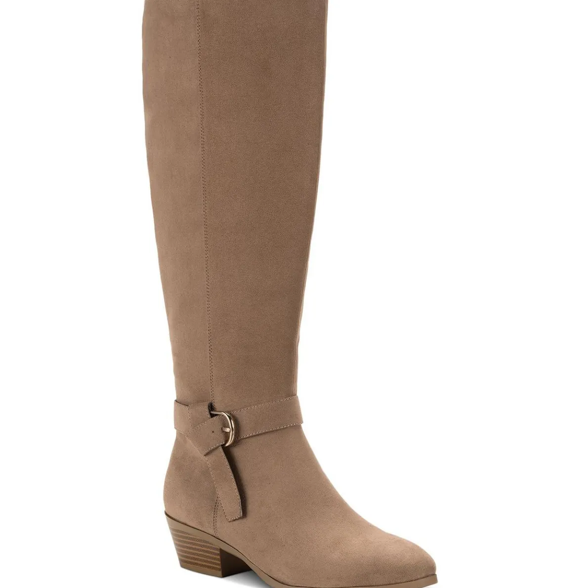 Omhaa Zipper Faux Leather Knee-High Boots
