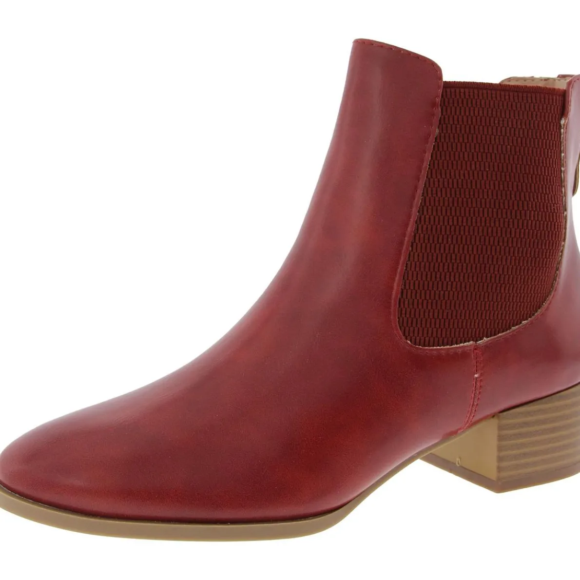 Stretch Faux Leather Chelsea Boots
