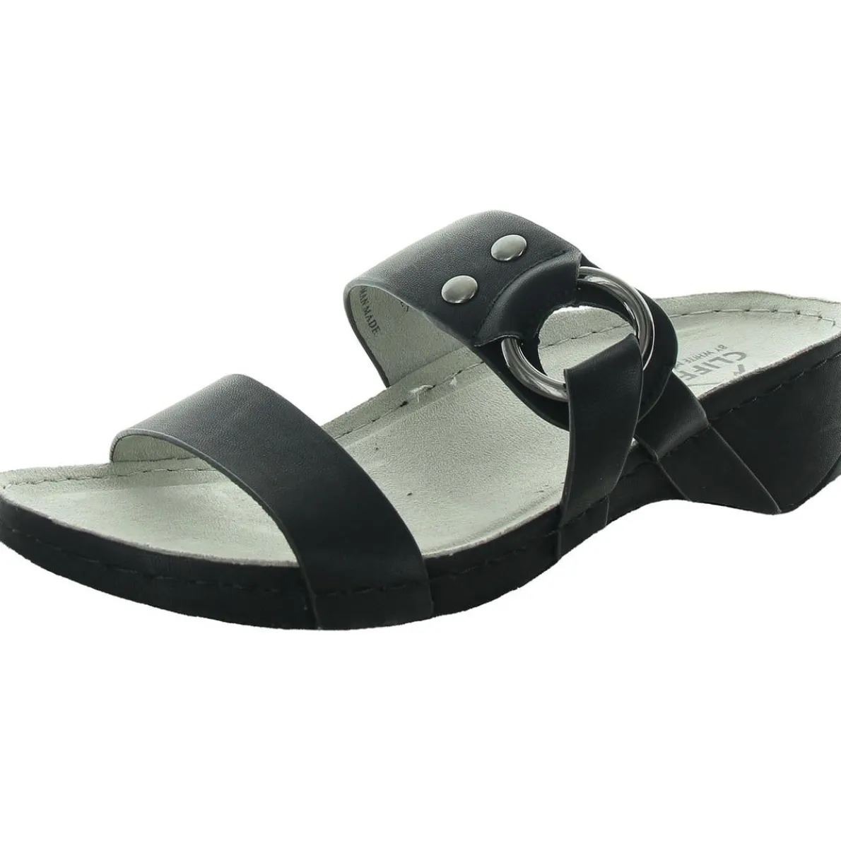 Colletta Embellished Faux Leather Slide Sandals