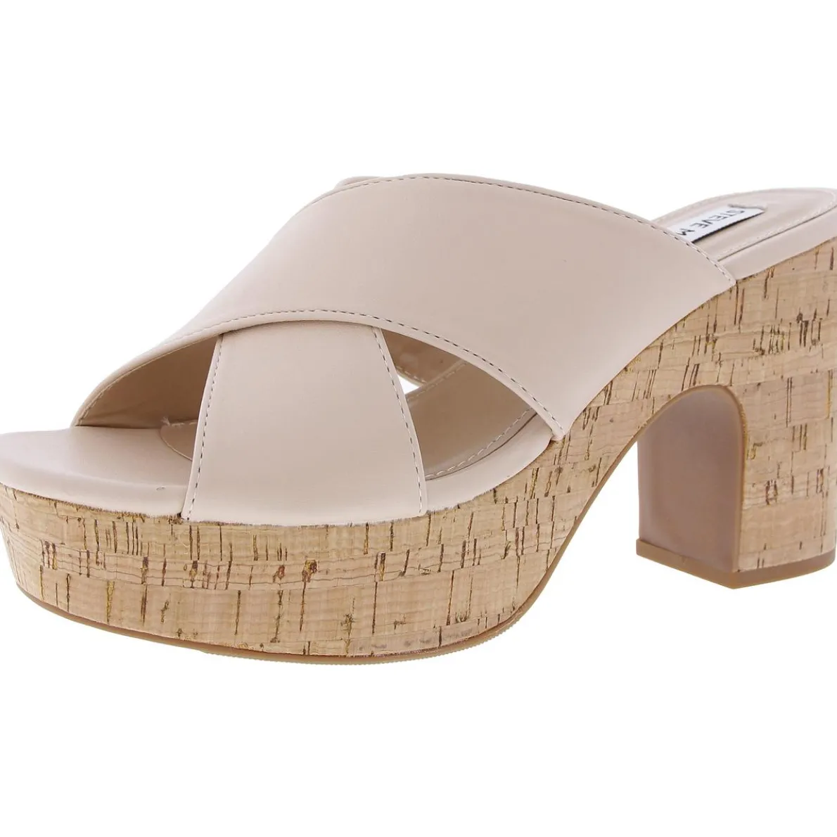 Memorable Criss-Cross Faux Leather Block Heel