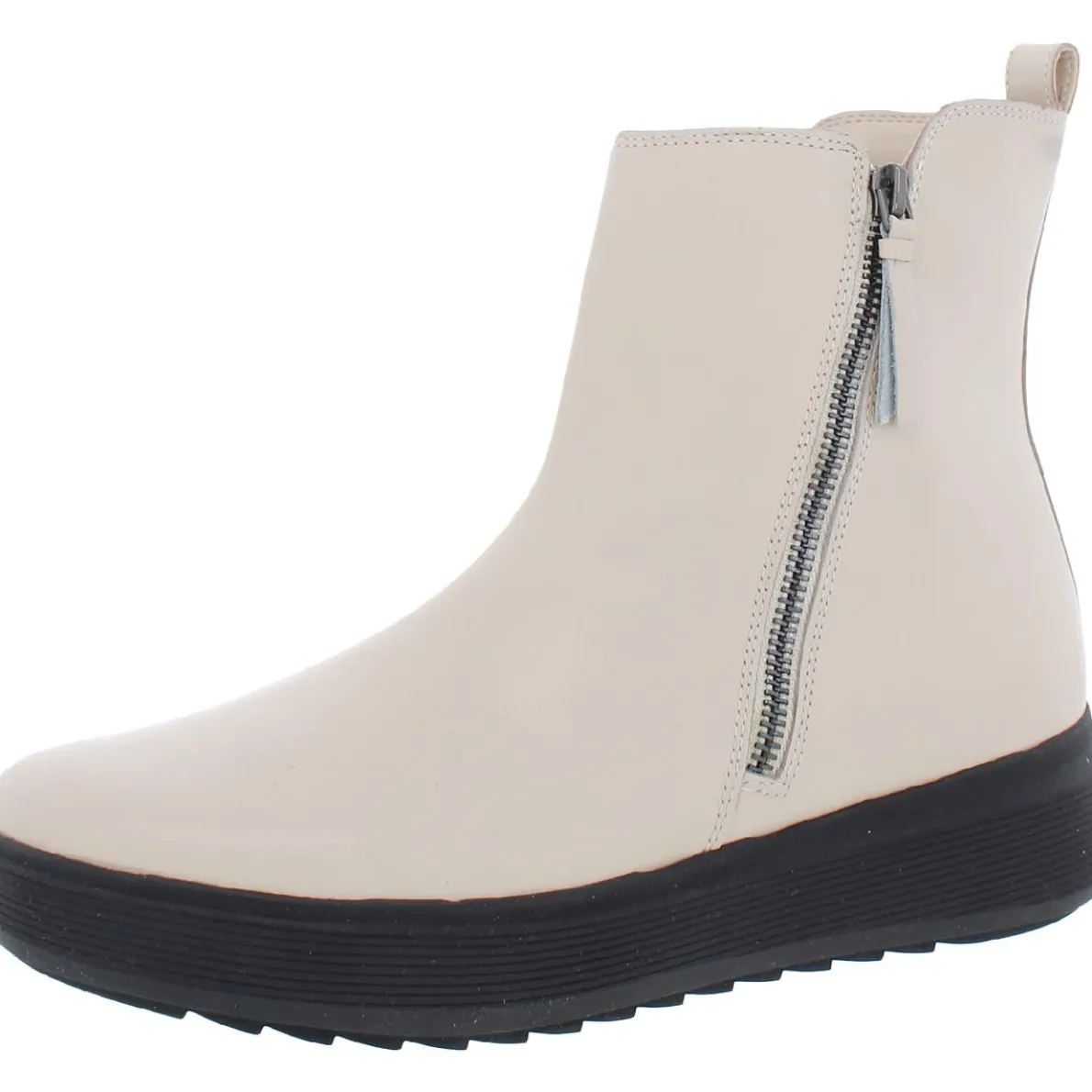 Talise Double Zipper Leather Ankle Boots