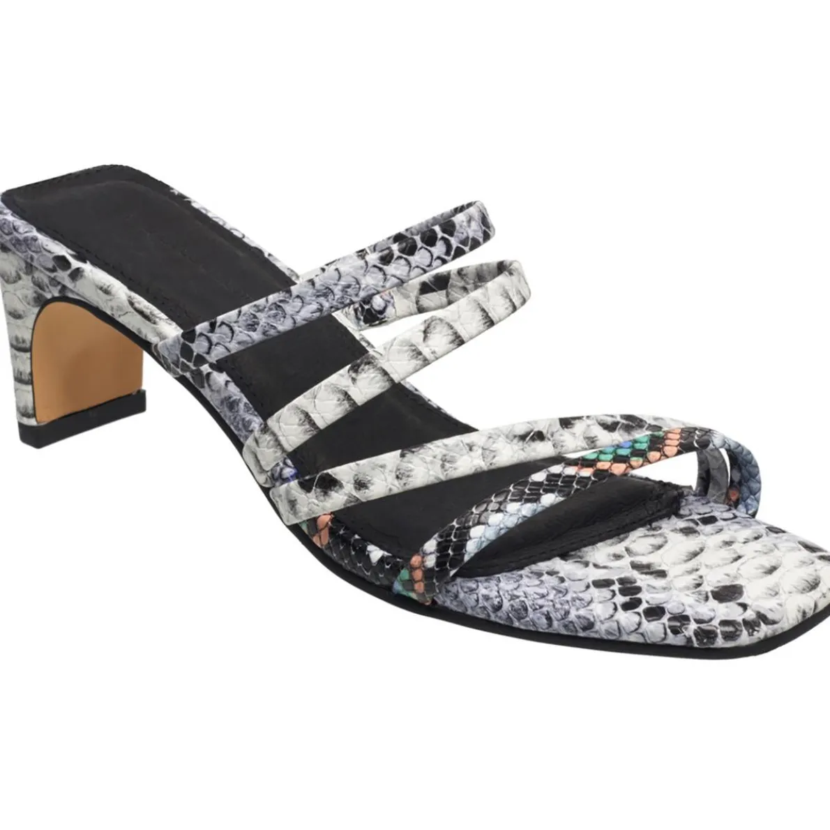 Parker Faux Leather Square Toe Block Heels