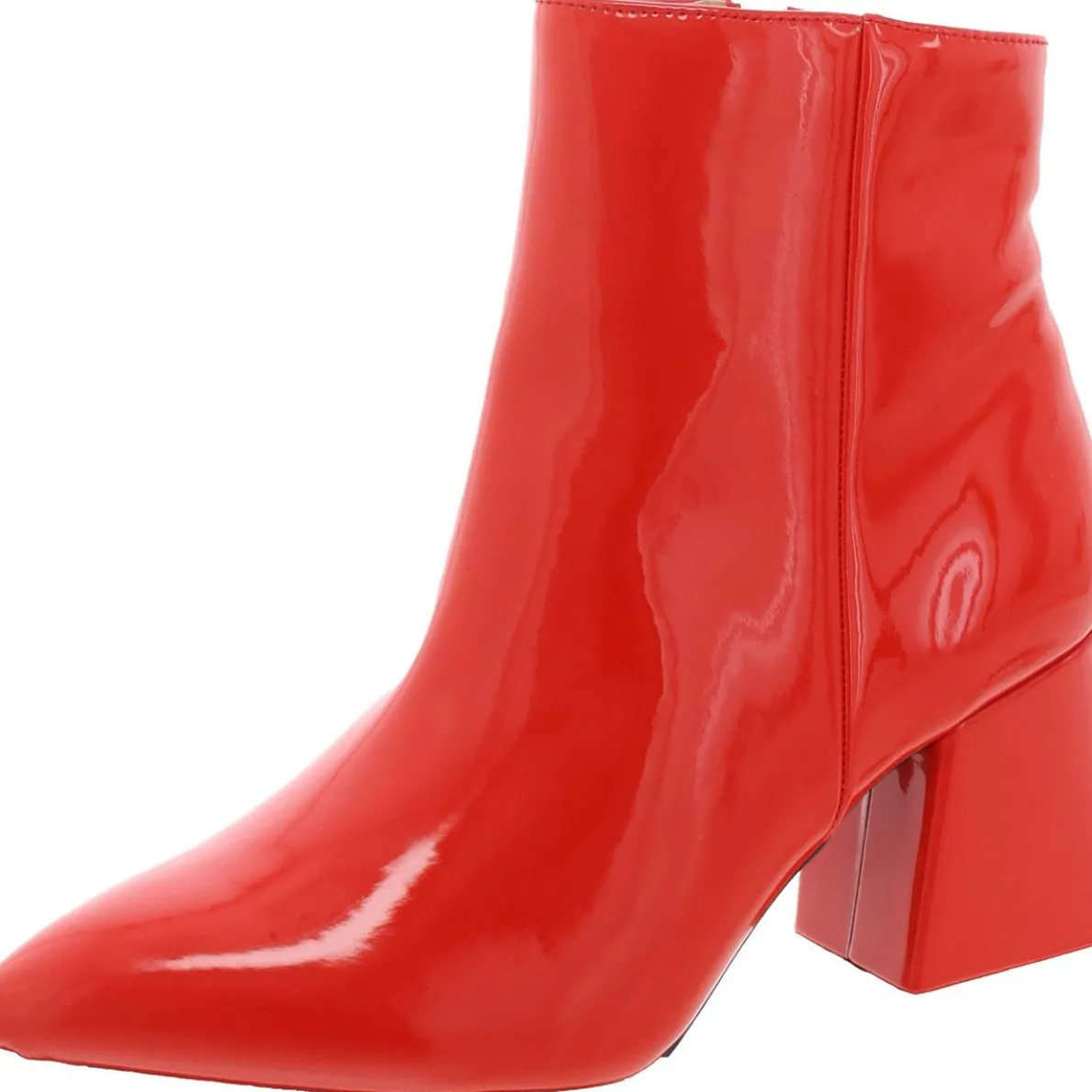 Patent Leather Block Heel Ankle Boots