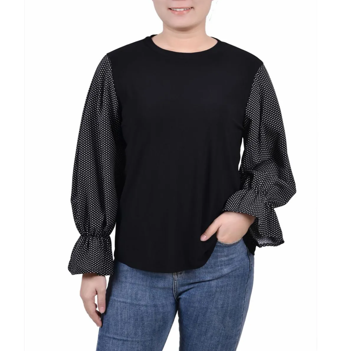 Petites Bell Sleeves Work Pullover Top