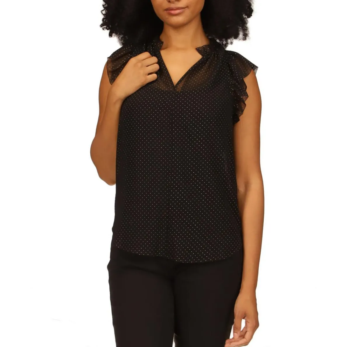 Petites Chiffon Ruffled Blouse