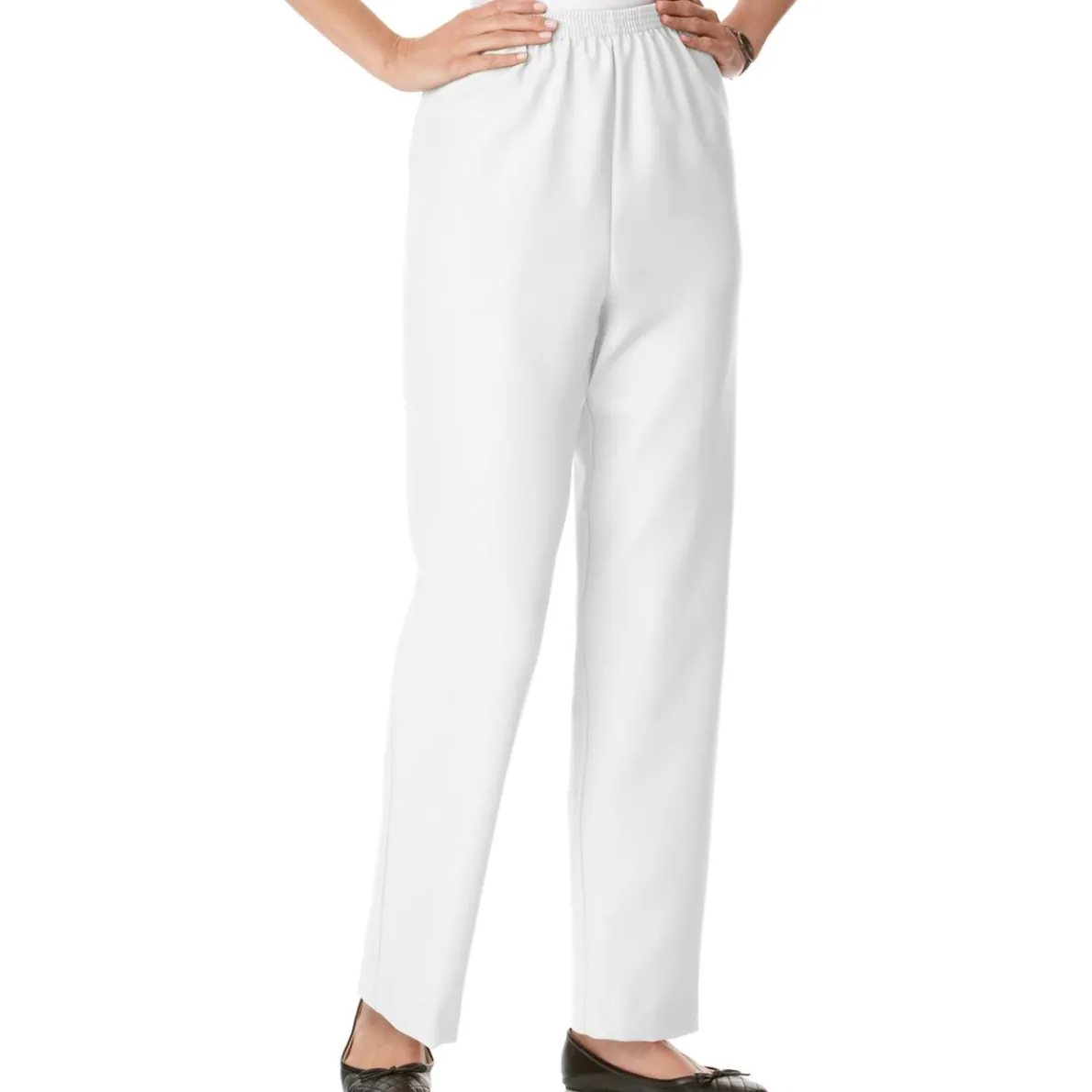 Petites Classic Fit Elastic Waist Casual Pants