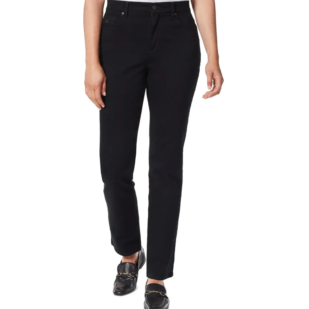 Petites High Rise Stretch Straight Leg Jeans