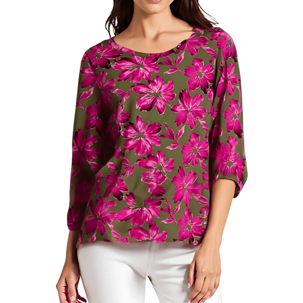 Petites Printed Crepe Pullover Top